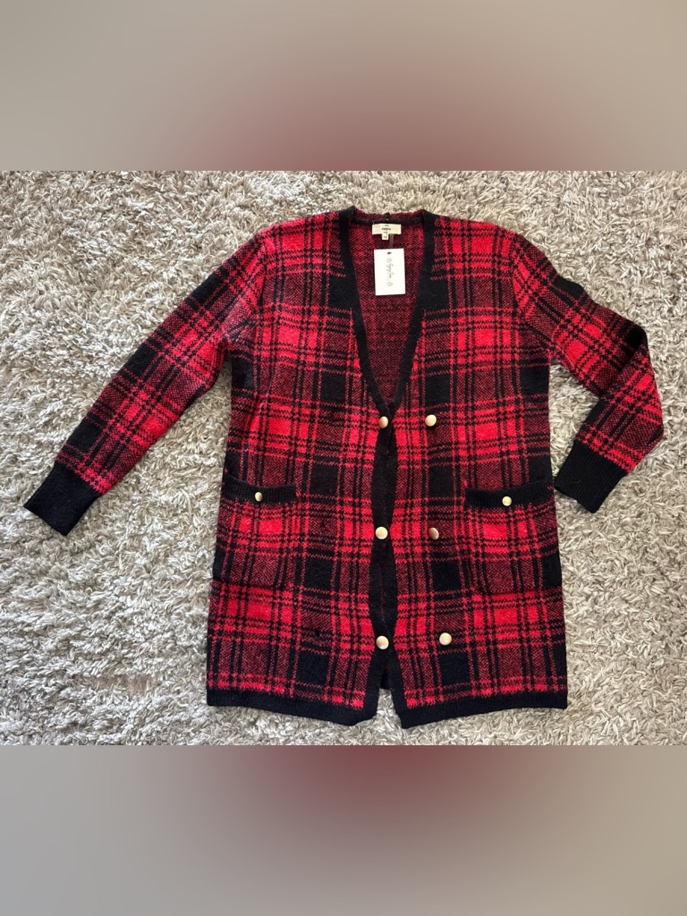 🆕 ENTRO MEDIUM ✨ buffalo plaid long sleeve cardigan NWT